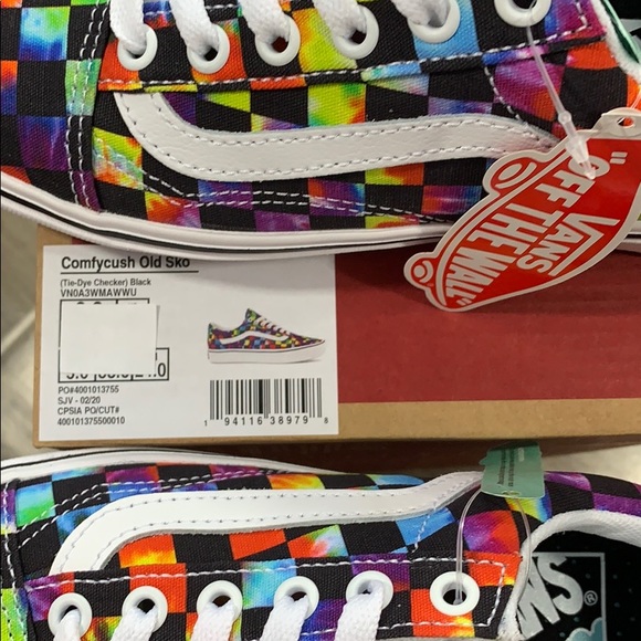 •VANS COMFYCUSH OLD SKOOL Tie-Dye CHECKERBOARD Mens - Picture 9 of 16